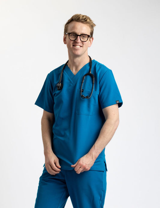 Male blue scrub top– Cosa Workwear